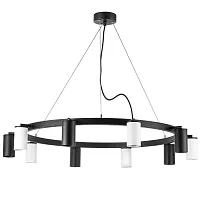 Люстра подвесная Rullo LR020375365 Lightstar белая чёрная на 10 ламп, основание чёрное в стиле хай-тек Люстра подвесная Rullo LR020375365 Lightstar белая чёрная на 10 ламп, основание чёрное в стиле хай-тек